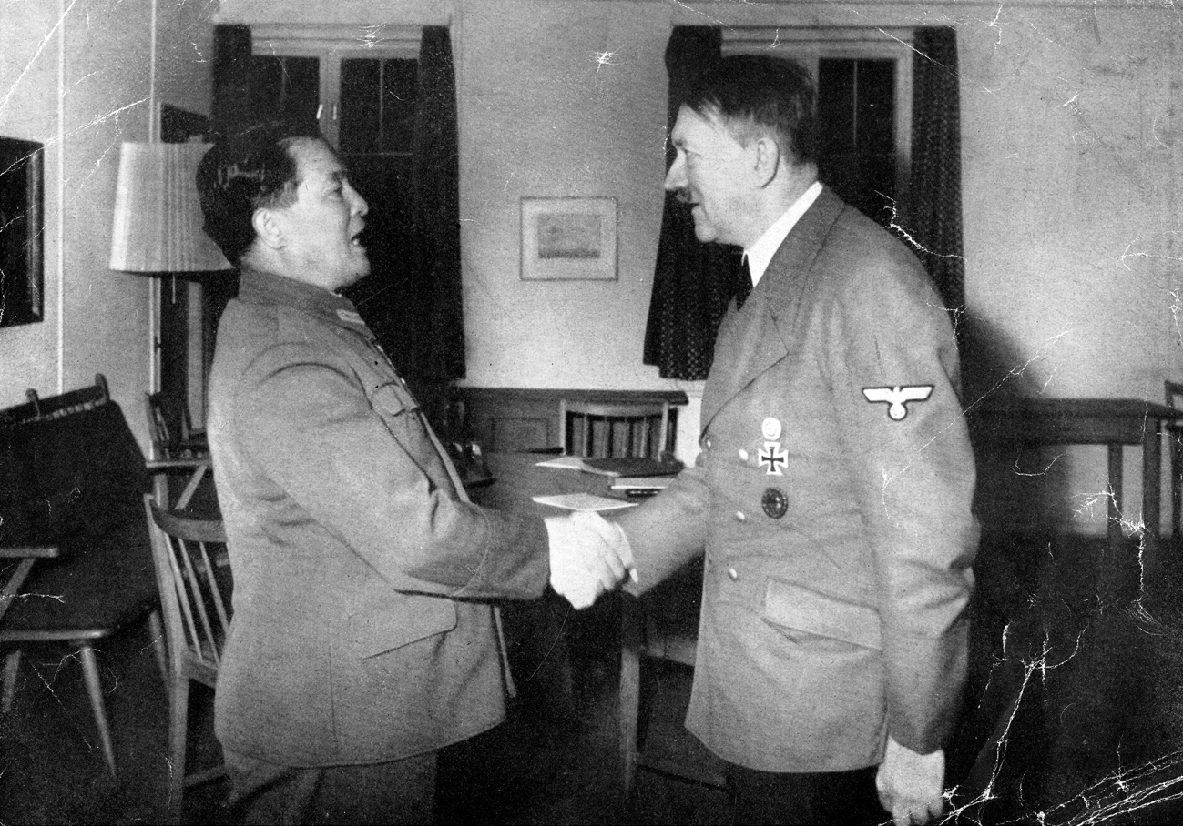 Adolf Hitler welcoming Japanese ambassador Hiroshi Oshima at the Fuehrer's headquarters near Rastenburg in East Prussia